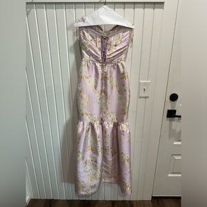 VChapman Floral strapless dress
